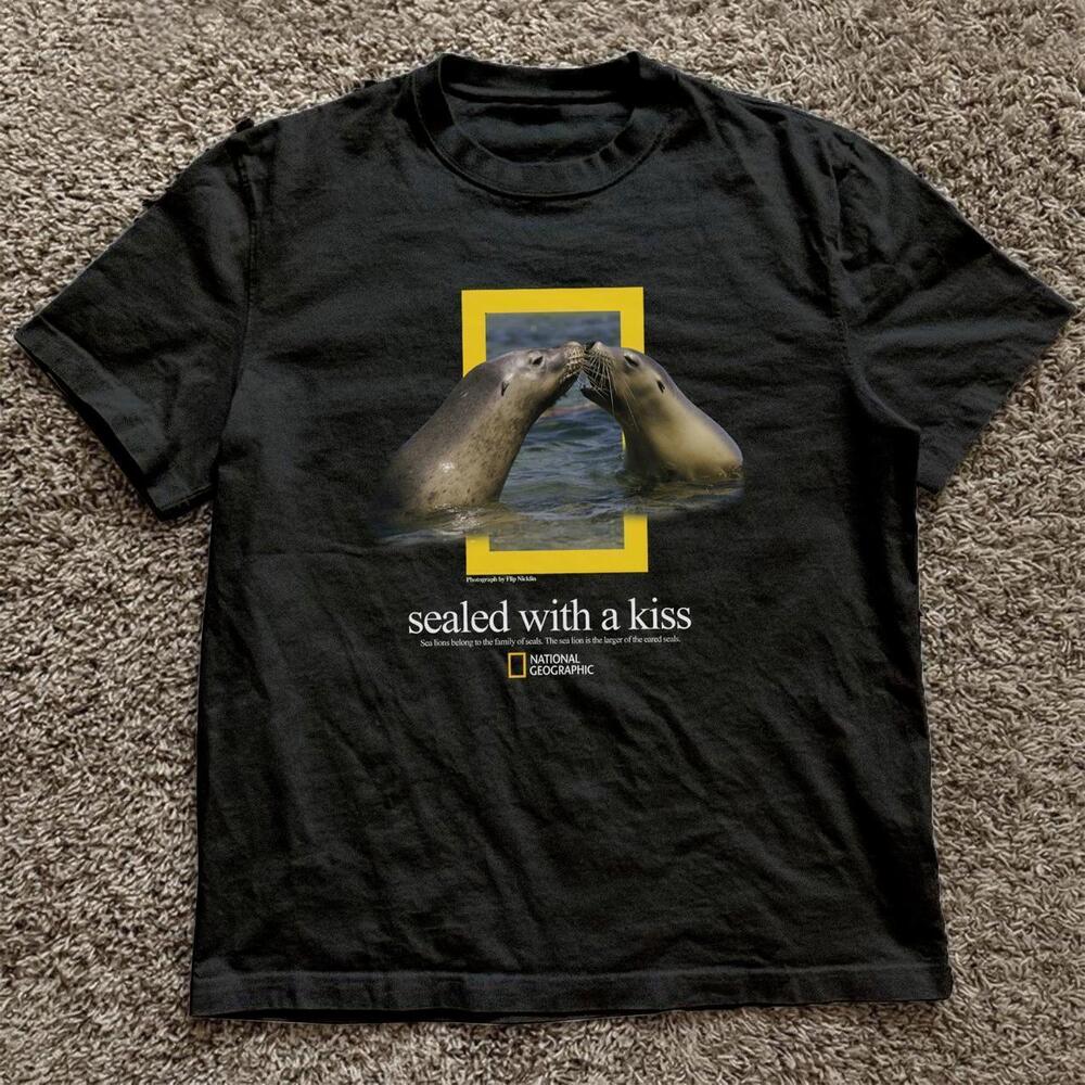 Black National Geographic Sealed With A Kiss Tee